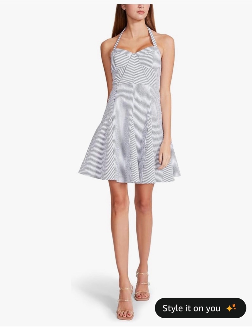 Betsey Johnson Nautical Coastal Chic Halter Fit and Flare Striped Mini Dress